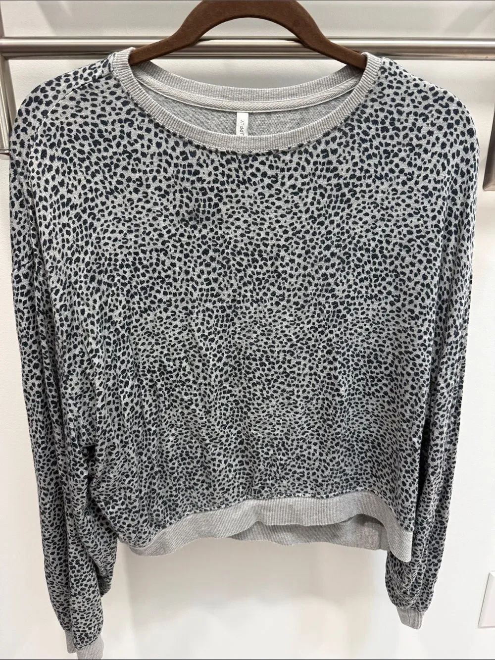 Z Supply Gray Leopard Print Lightweight Pullover